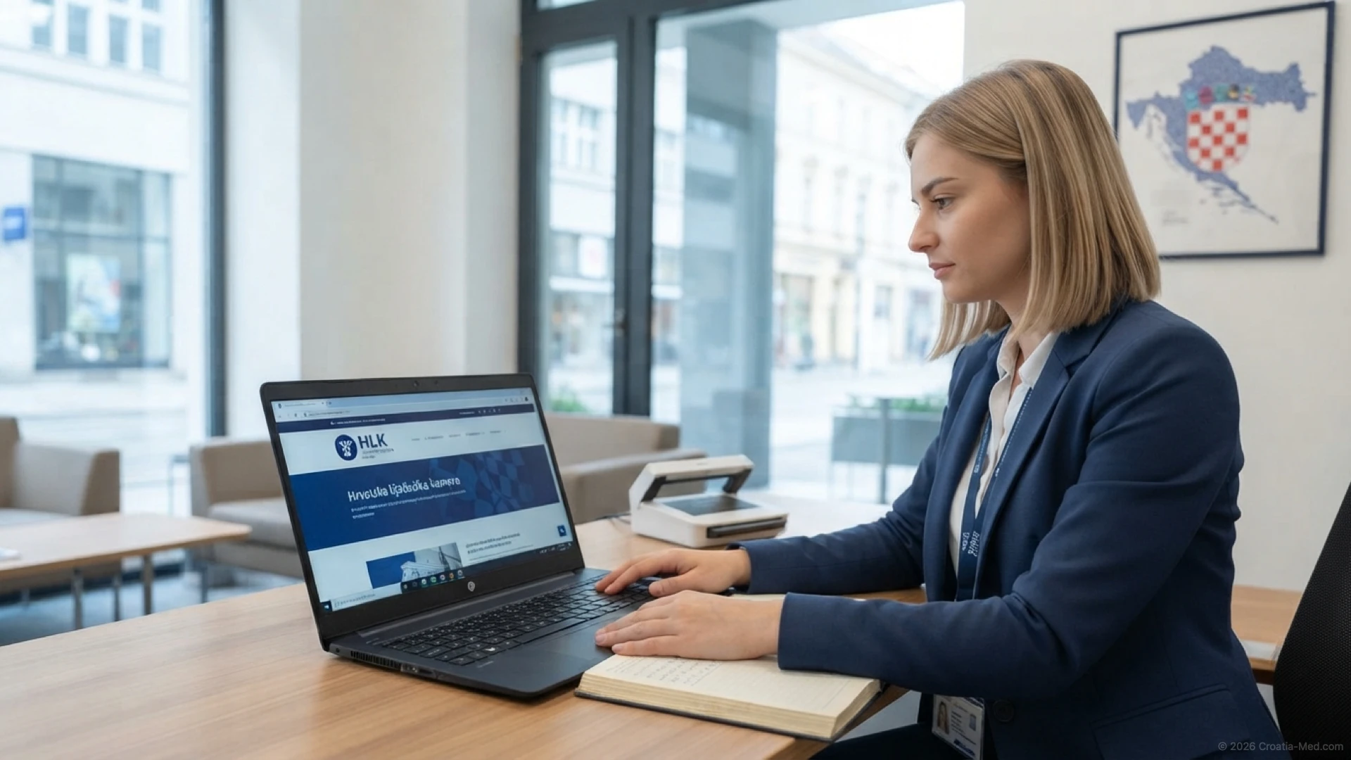 croatia-med-employee-verifying-physician-license-hlk-register-office