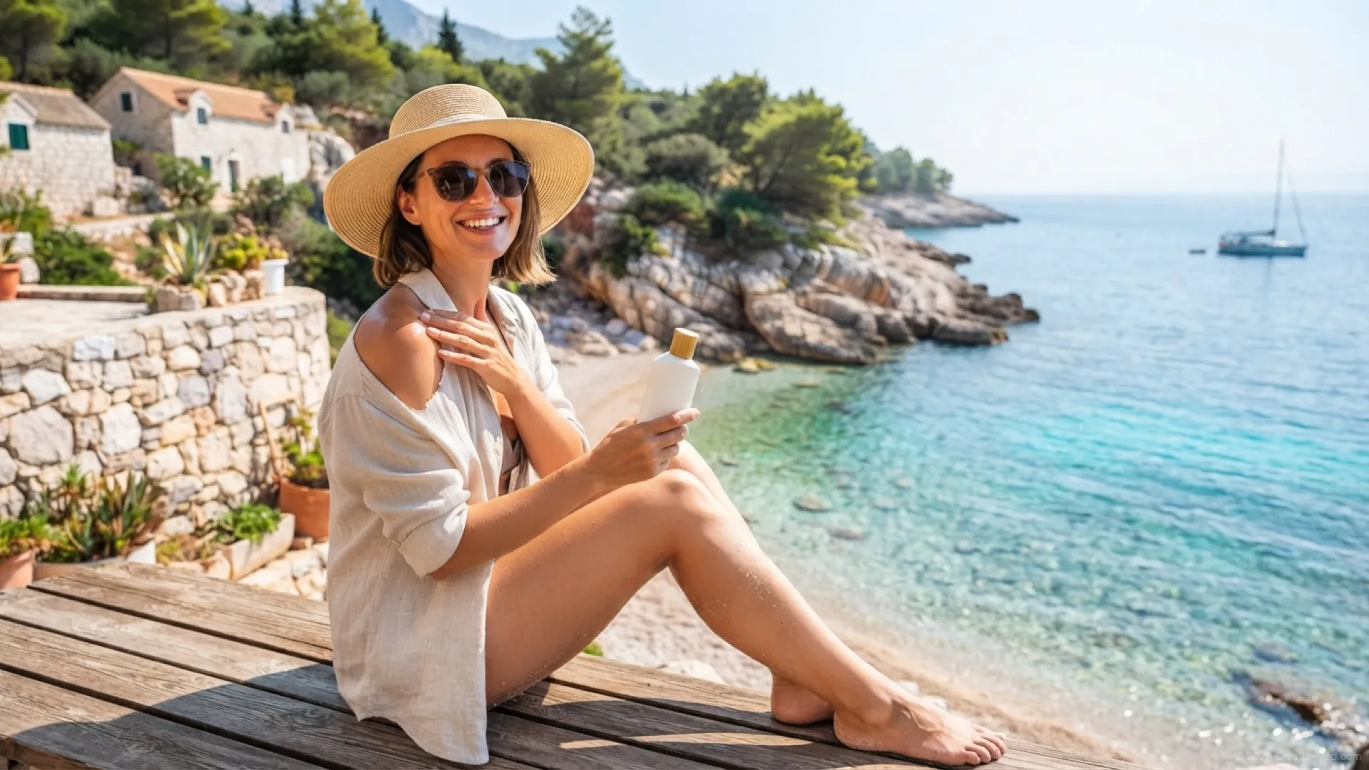Sunny Mediterranean coastline in Croatia